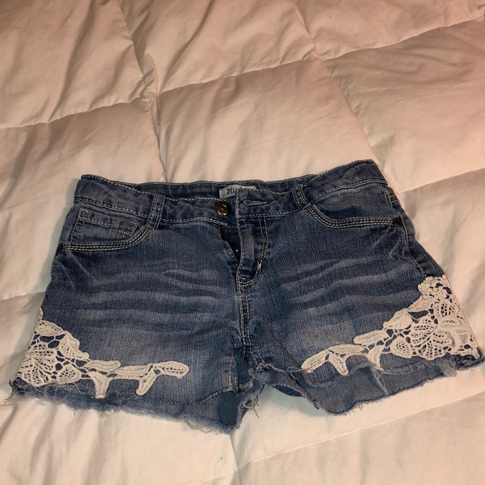 Ripped jean shorts